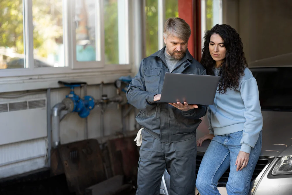 HVAC Technician Consulting With Homeowner
